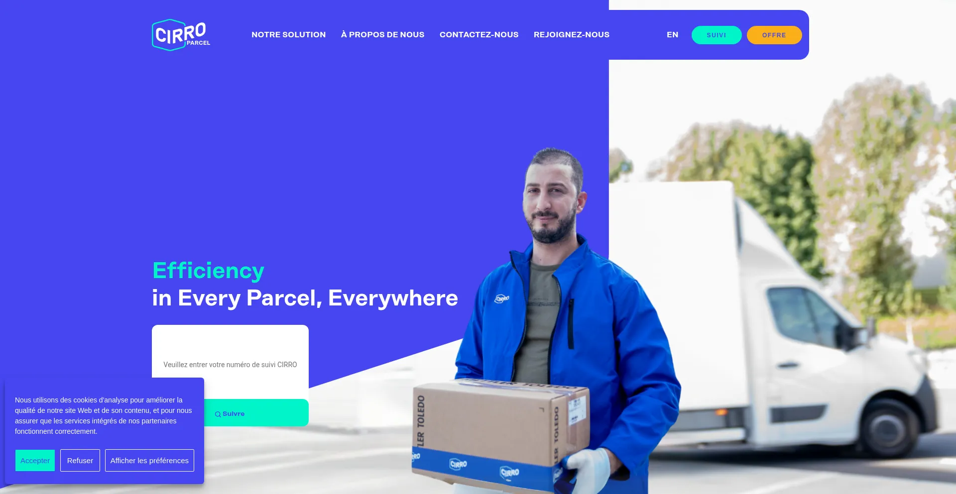 Website screenshot of Cirroparcel.com