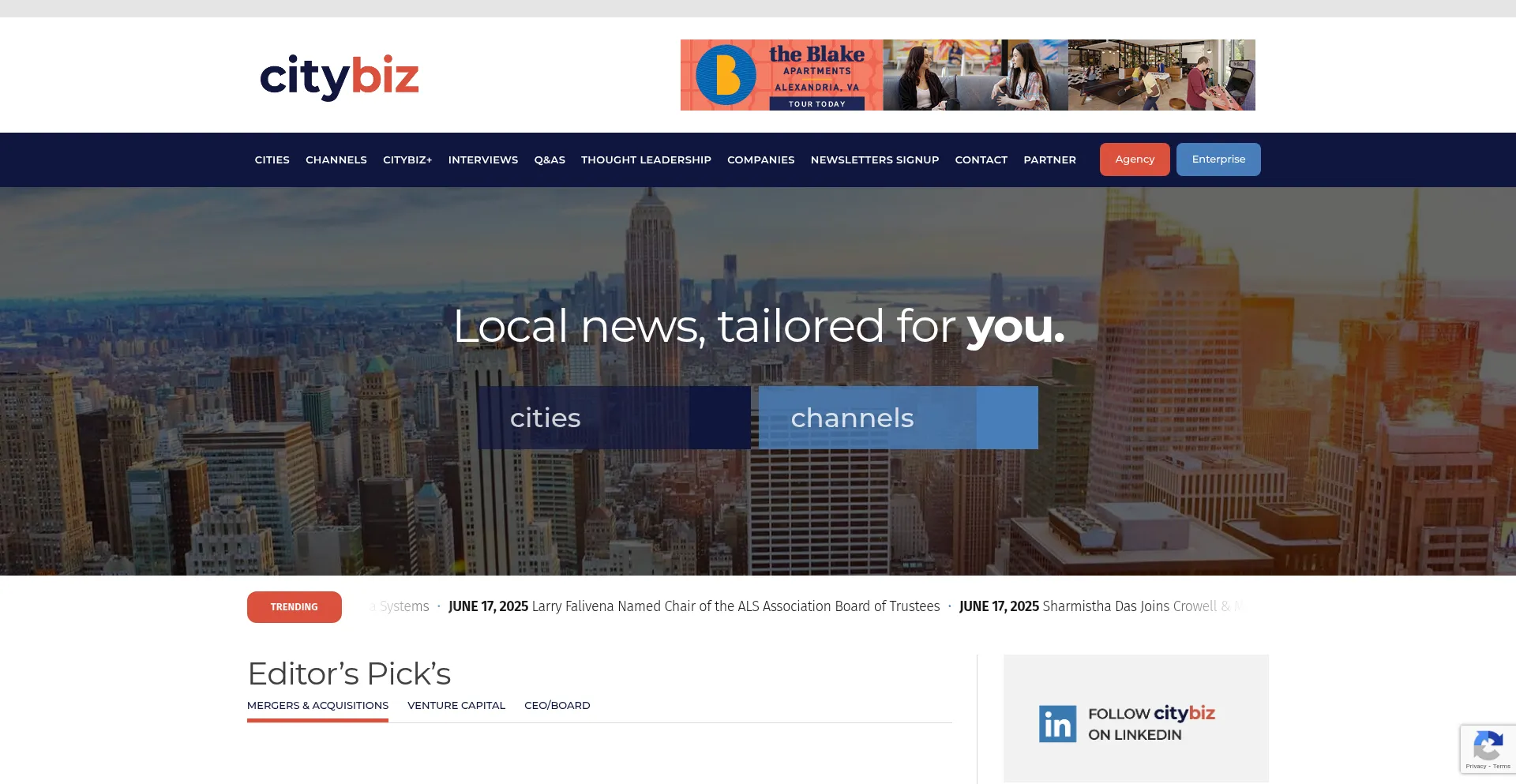 Website screenshot of Citybiz.co