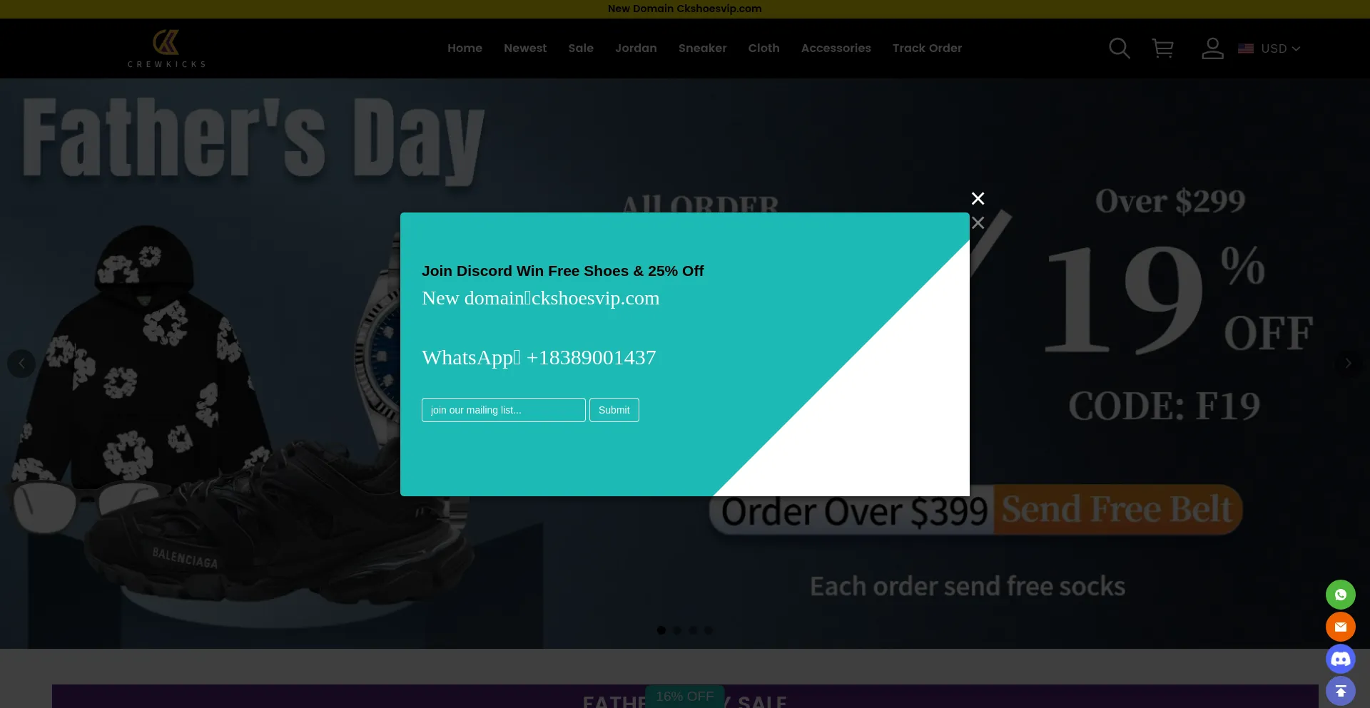 Website screenshot of Ckshoesvip.com