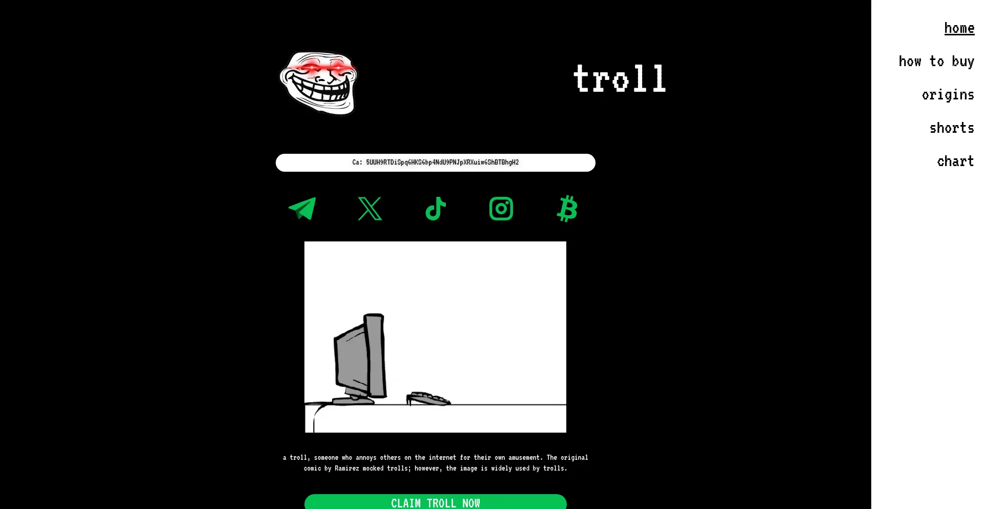 Website screenshot of Claim-trololol.io