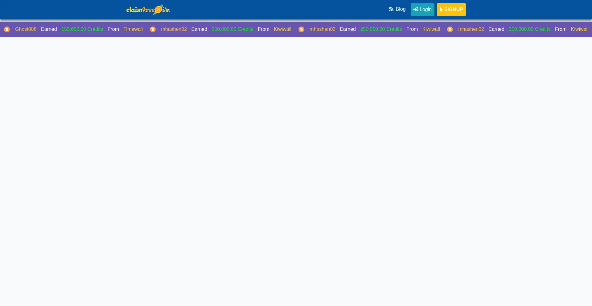 Website screenshot of Claimfreebits.com