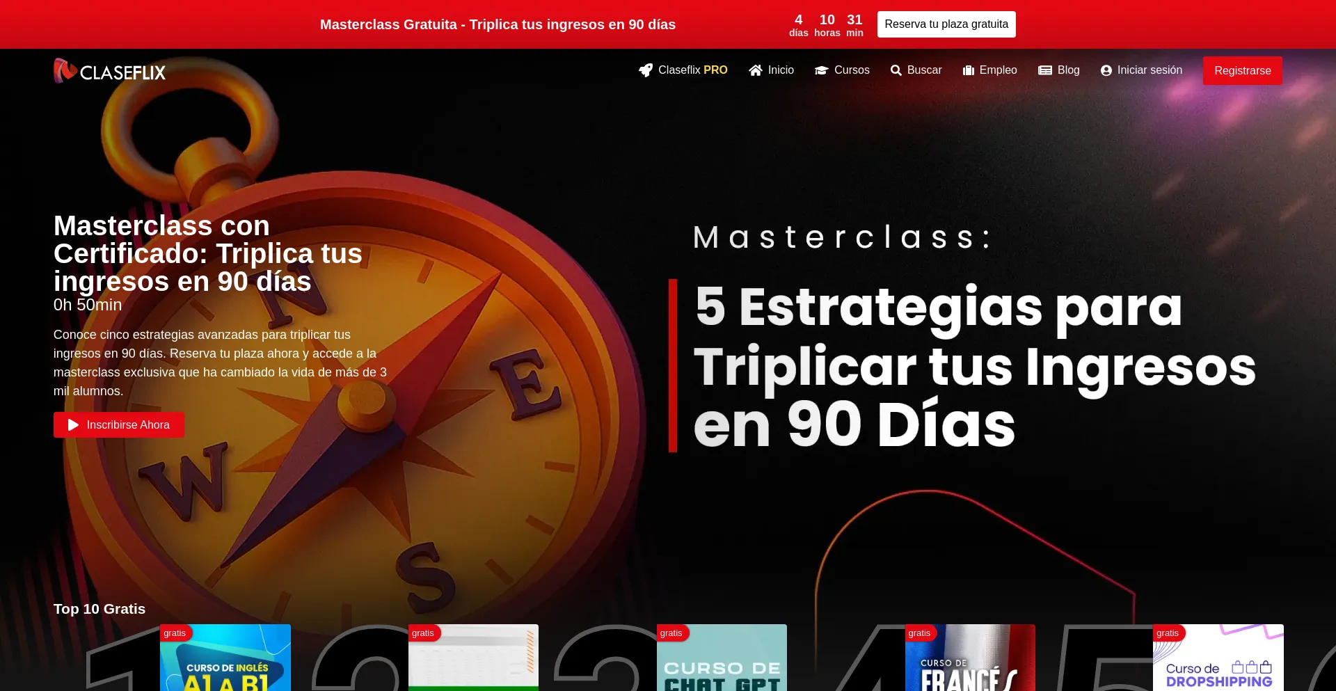 Website screenshot of Claseflix.io