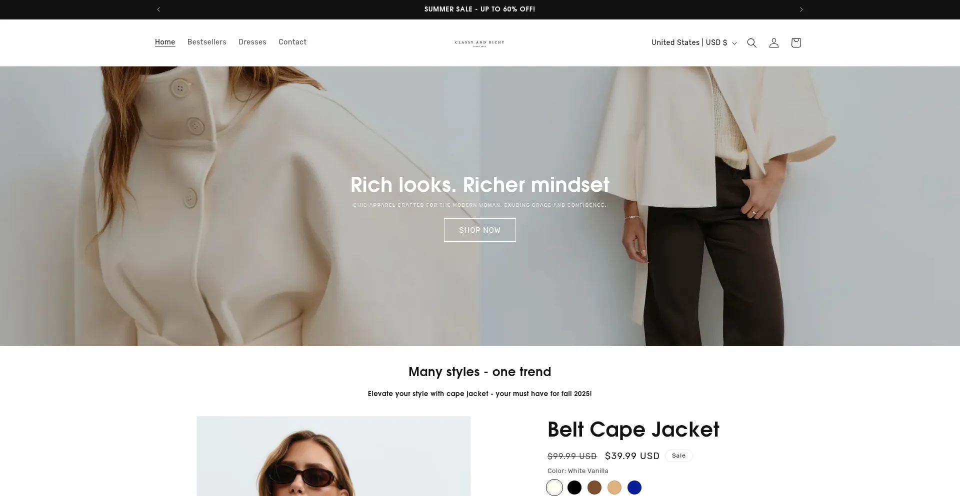 Website screenshot of Classyandrichy.com