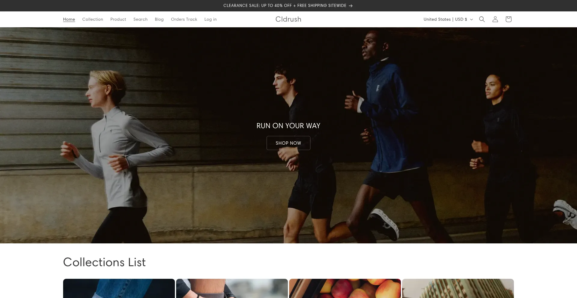 Website screenshot of Cldrush.com
