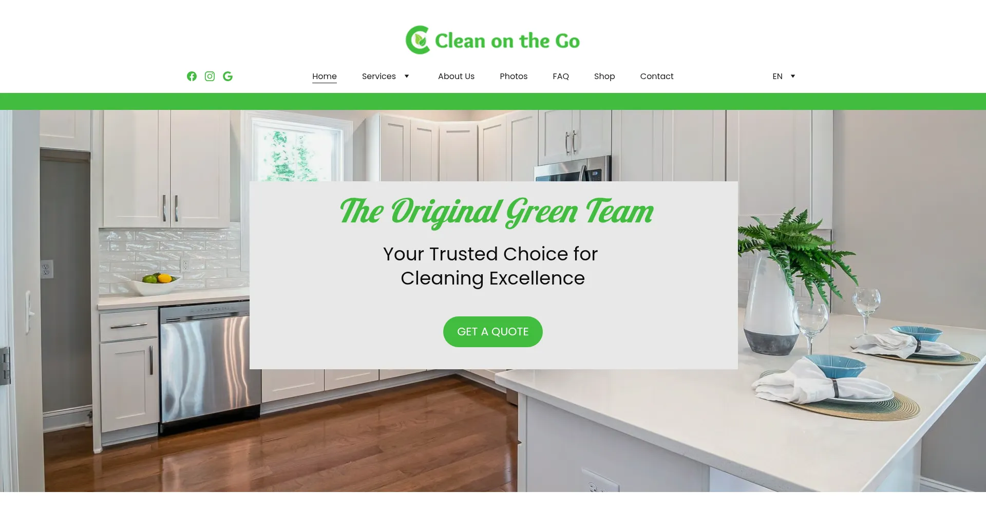 Website screenshot of Cleanonthego.com