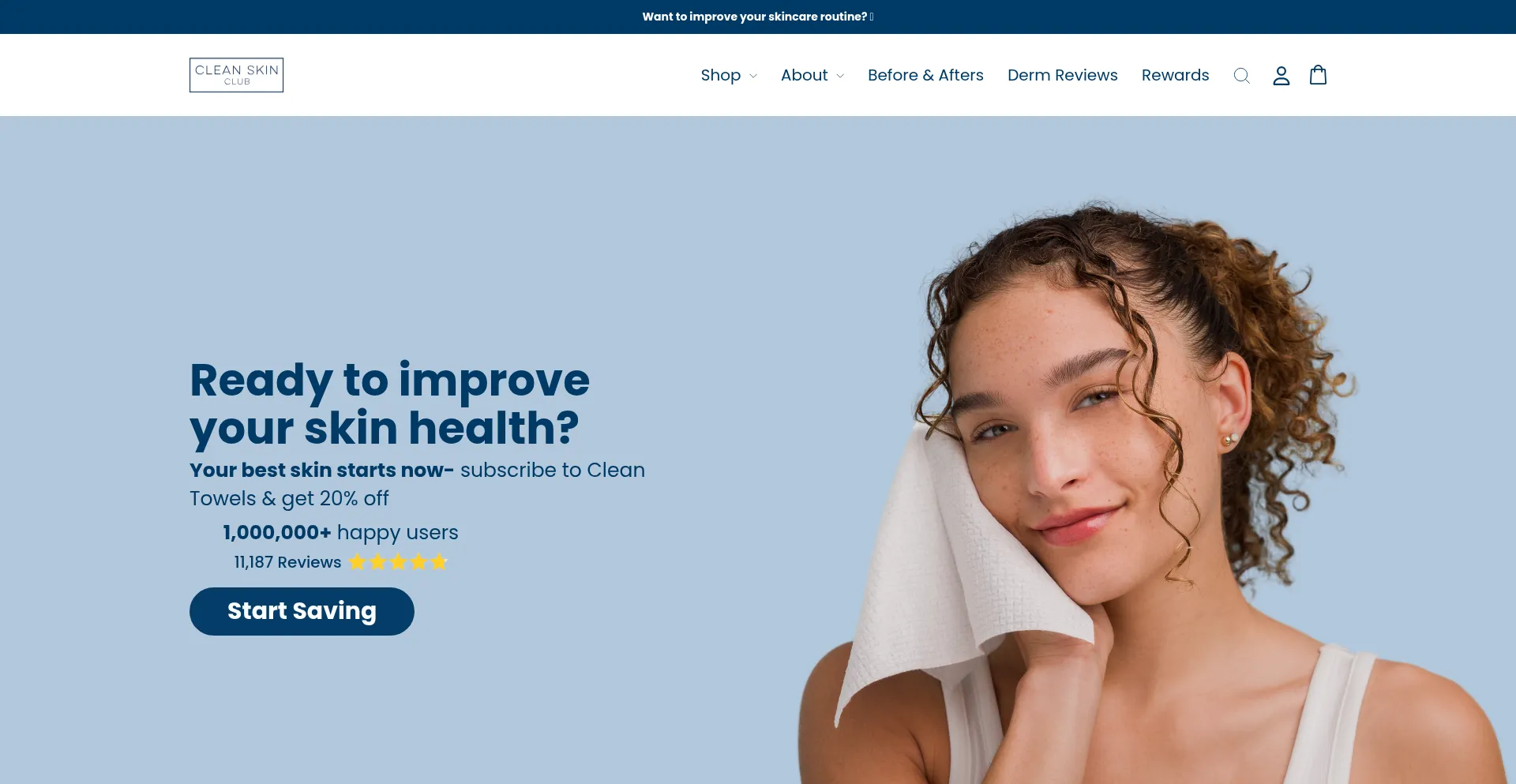 Website screenshot of Cleanskinclub.com