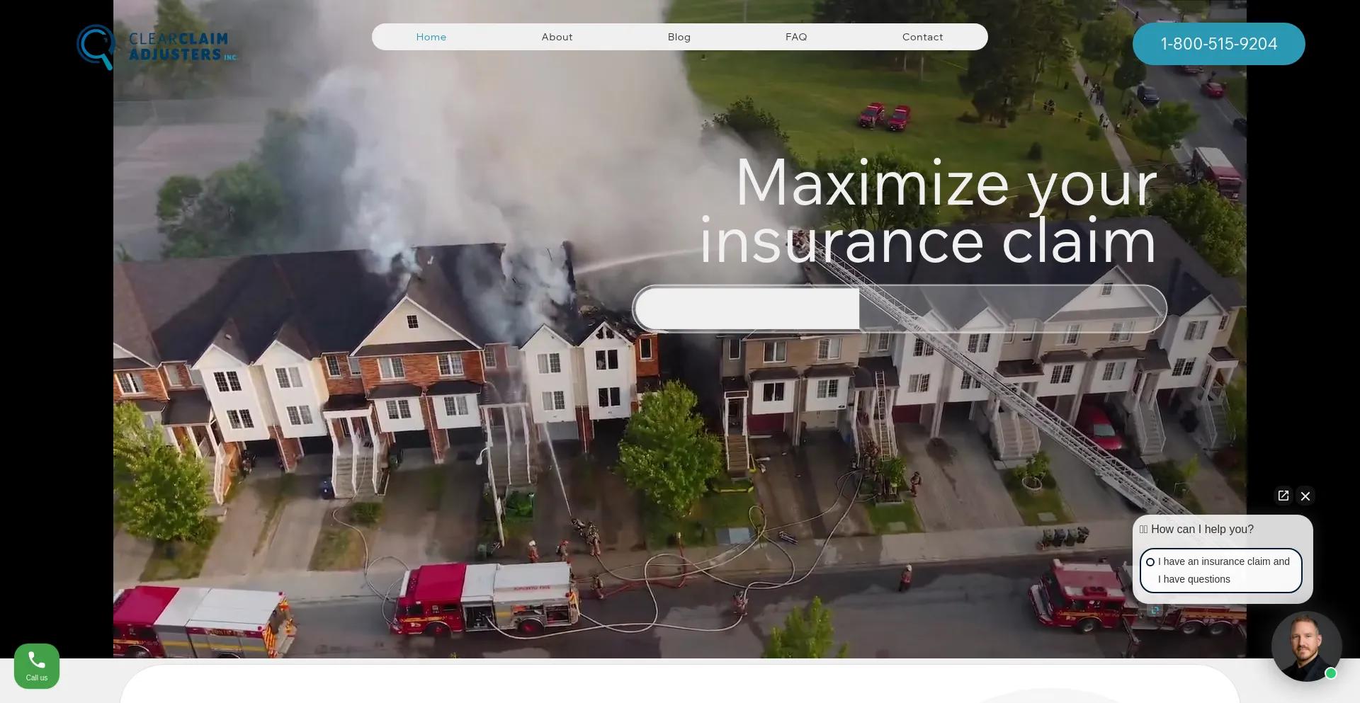 Website screenshot of Clearclaim.ca