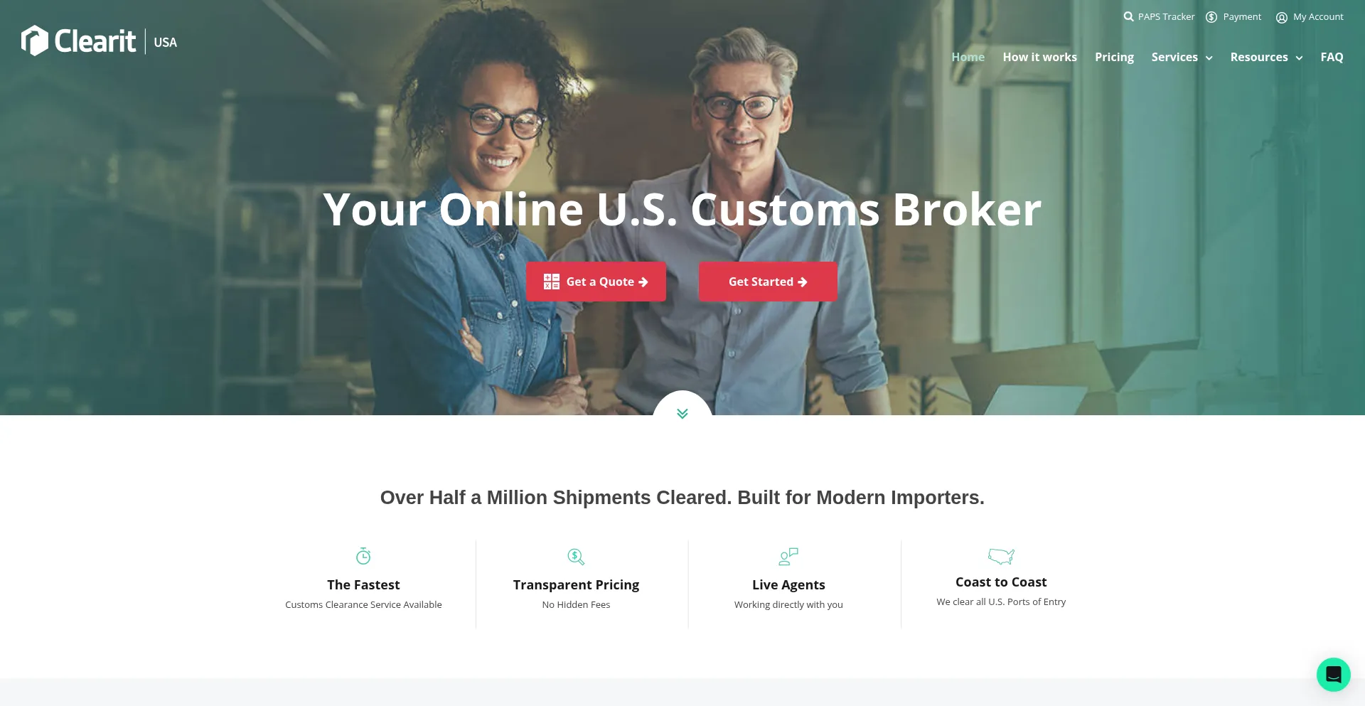 Website screenshot of Clearitusa.com