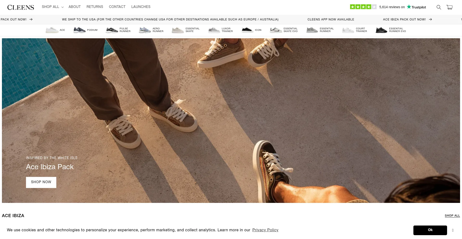 Website screenshot of Cleens.co.uk