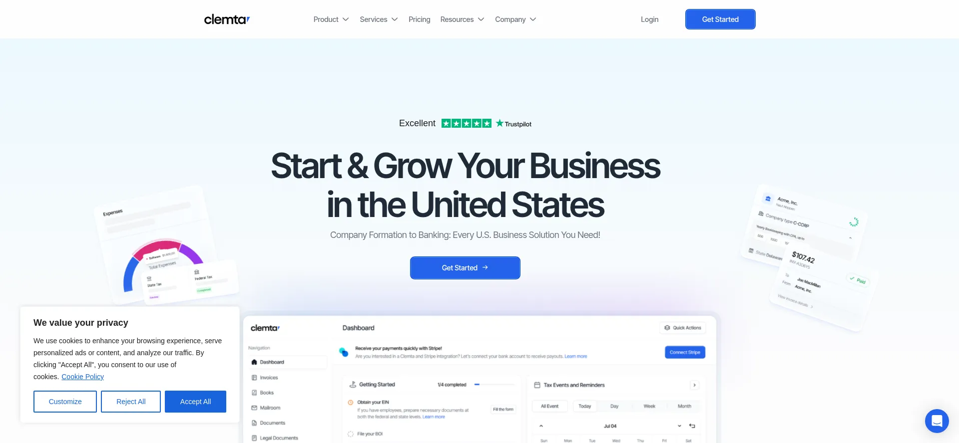 Website screenshot of Clemta.com