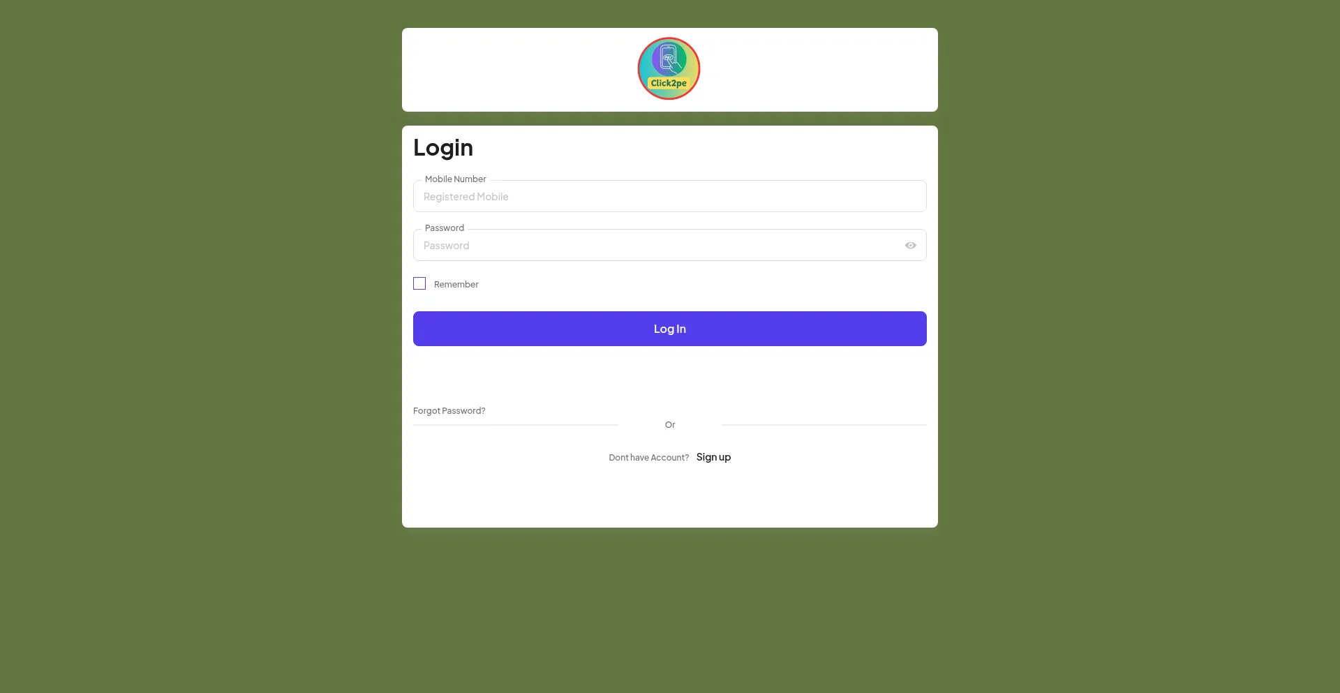 Website screenshot of Click2pe.in