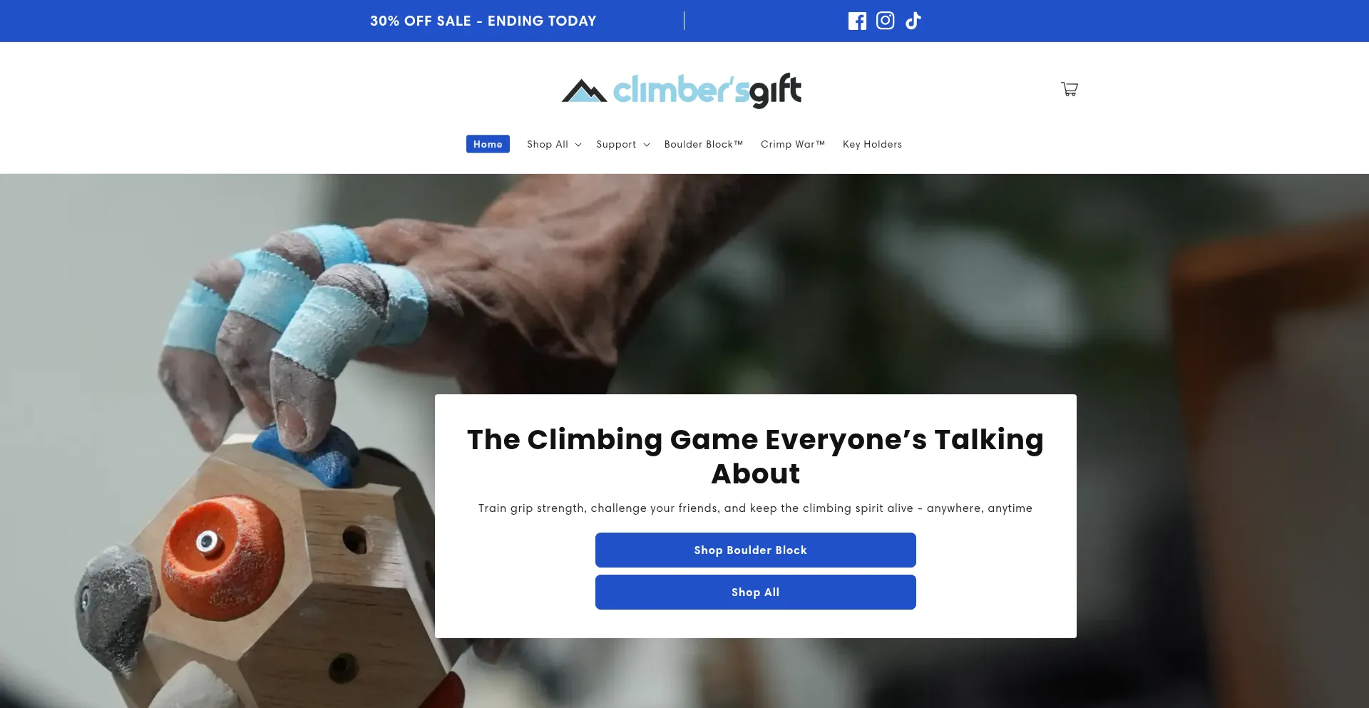 Website screenshot of Climbersgift.com