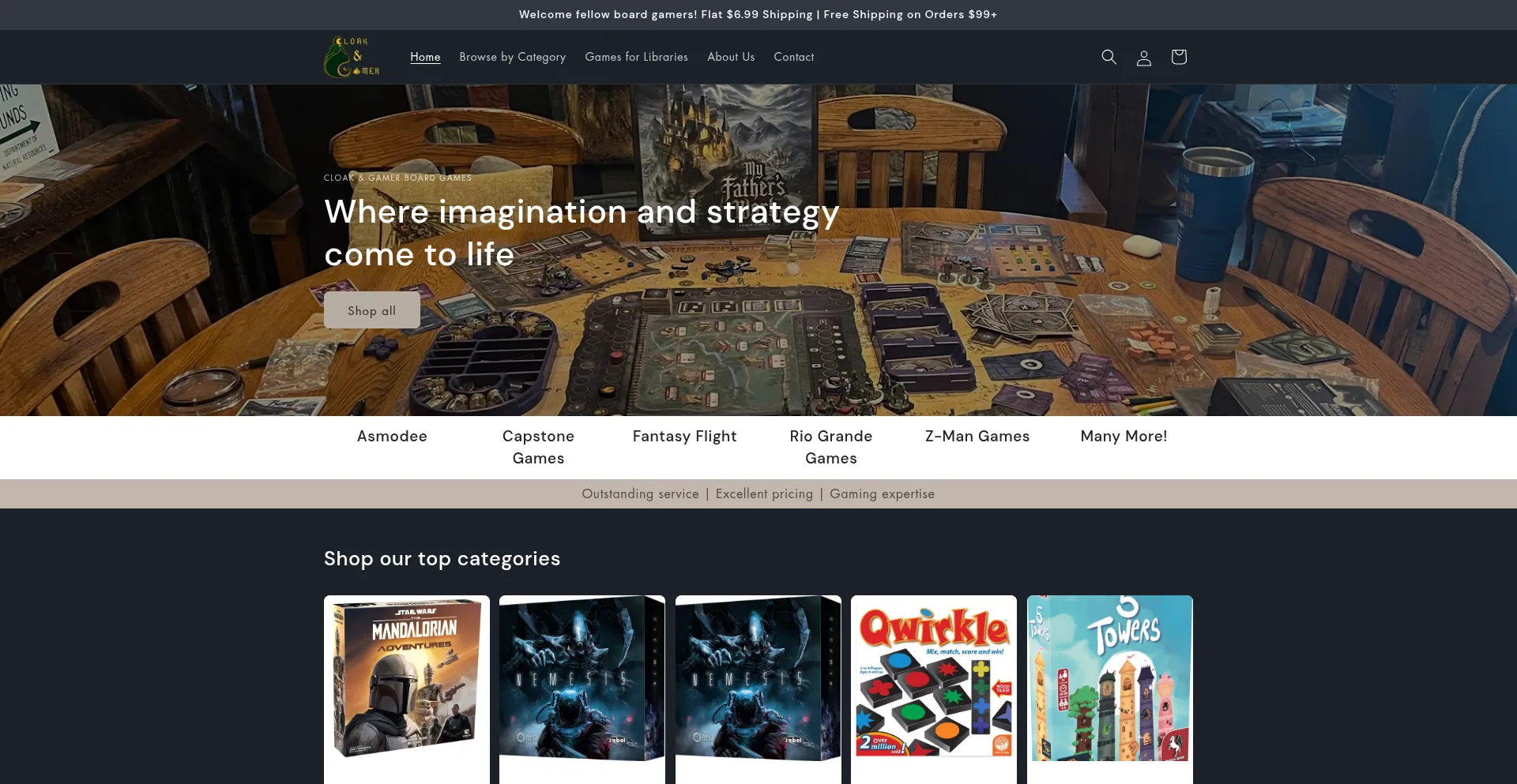 Website screenshot of Cloakandgamer.com