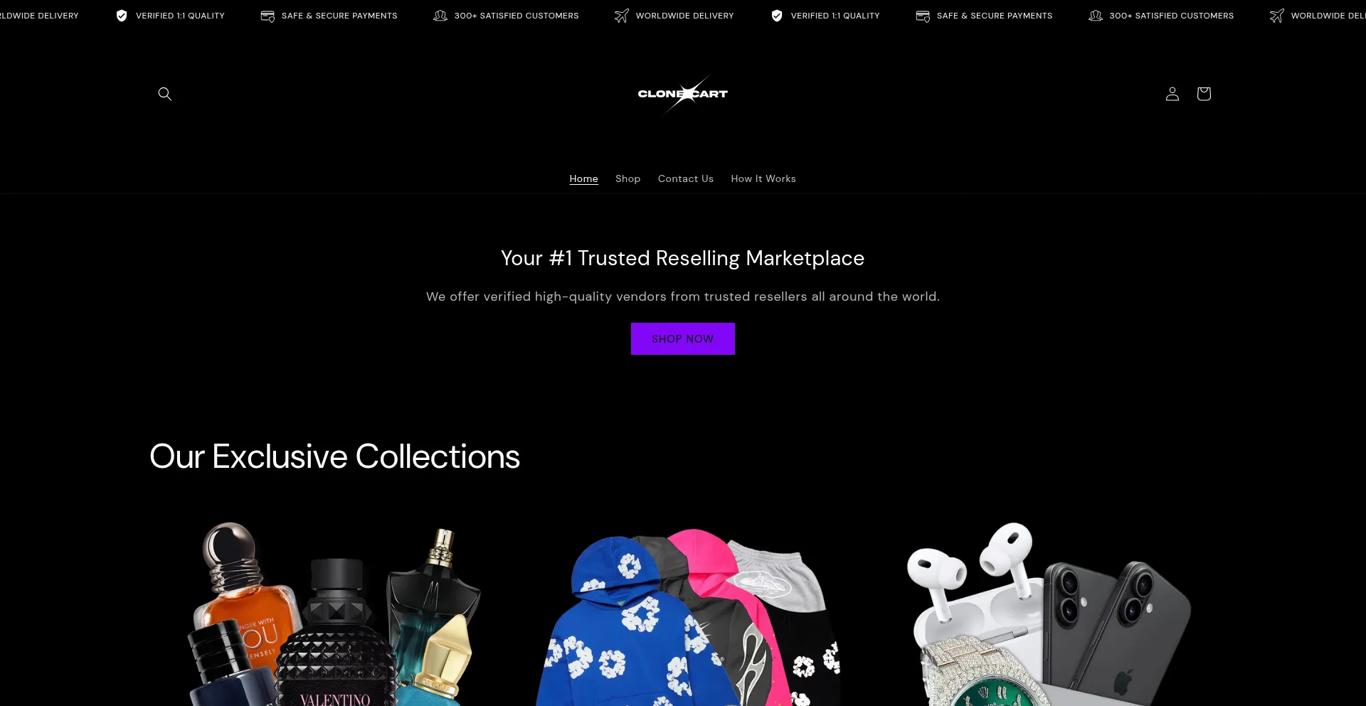 Website screenshot of Clonecart.store