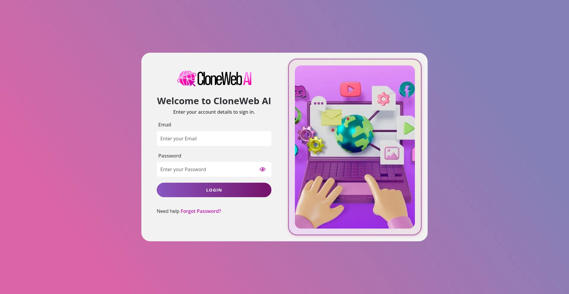 Website screenshot of Clonewebai.com