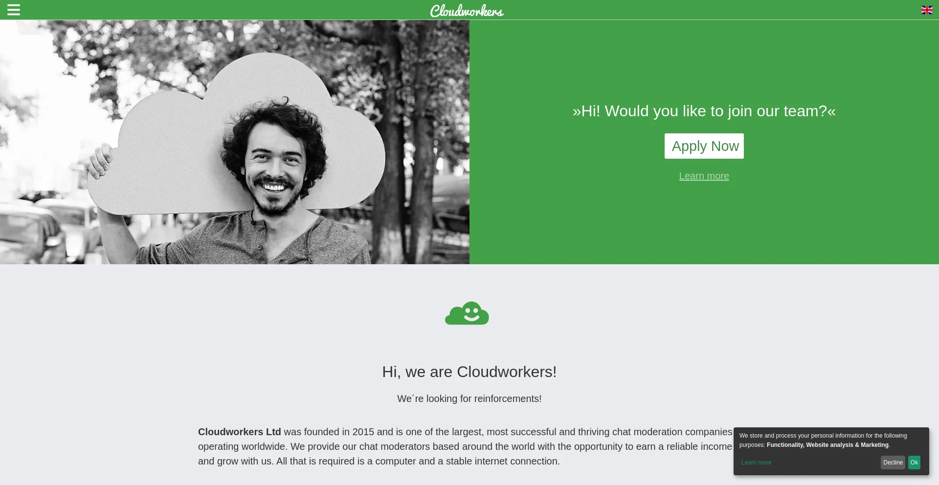 Website screenshot of Cloudworkers.company