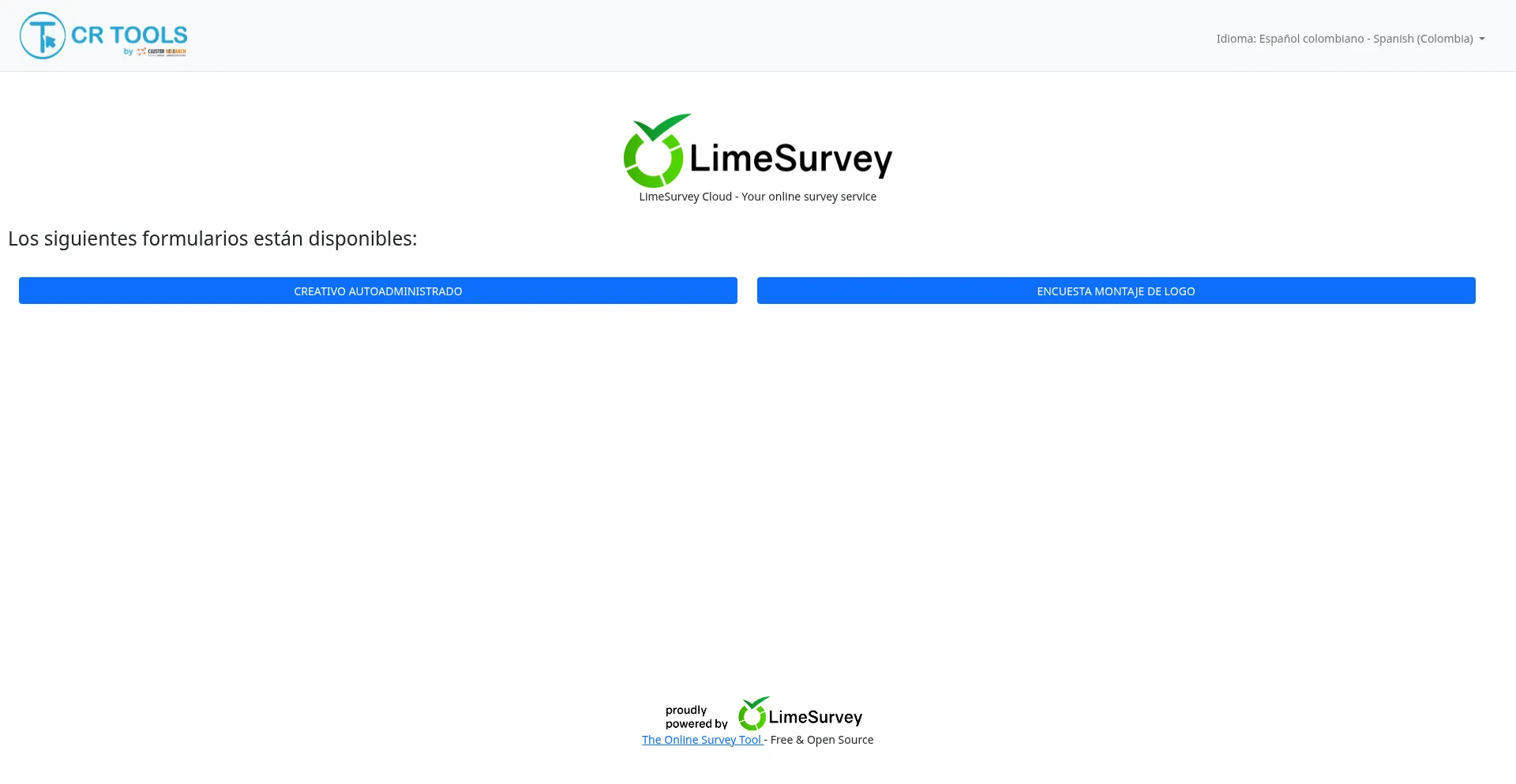Website screenshot of Clusterresearch2022.limesurvey.net