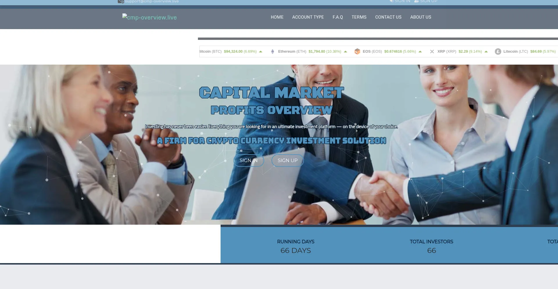 Website screenshot of Cmp-overview.live