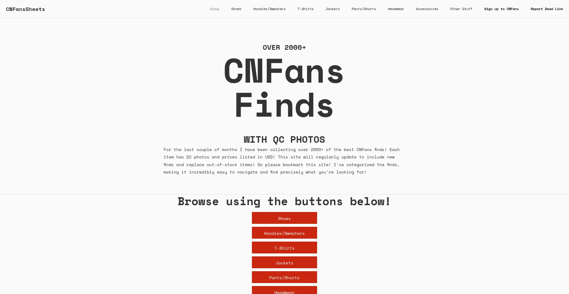 Website screenshot of Cnfanssheets.com