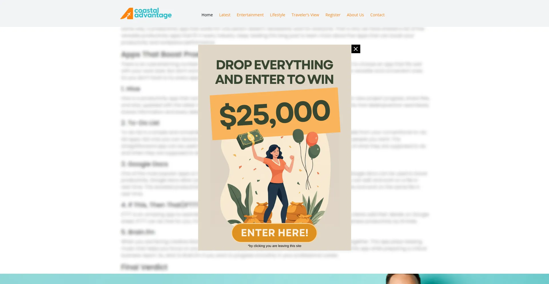 Website screenshot of Coast2coastadvantage.com