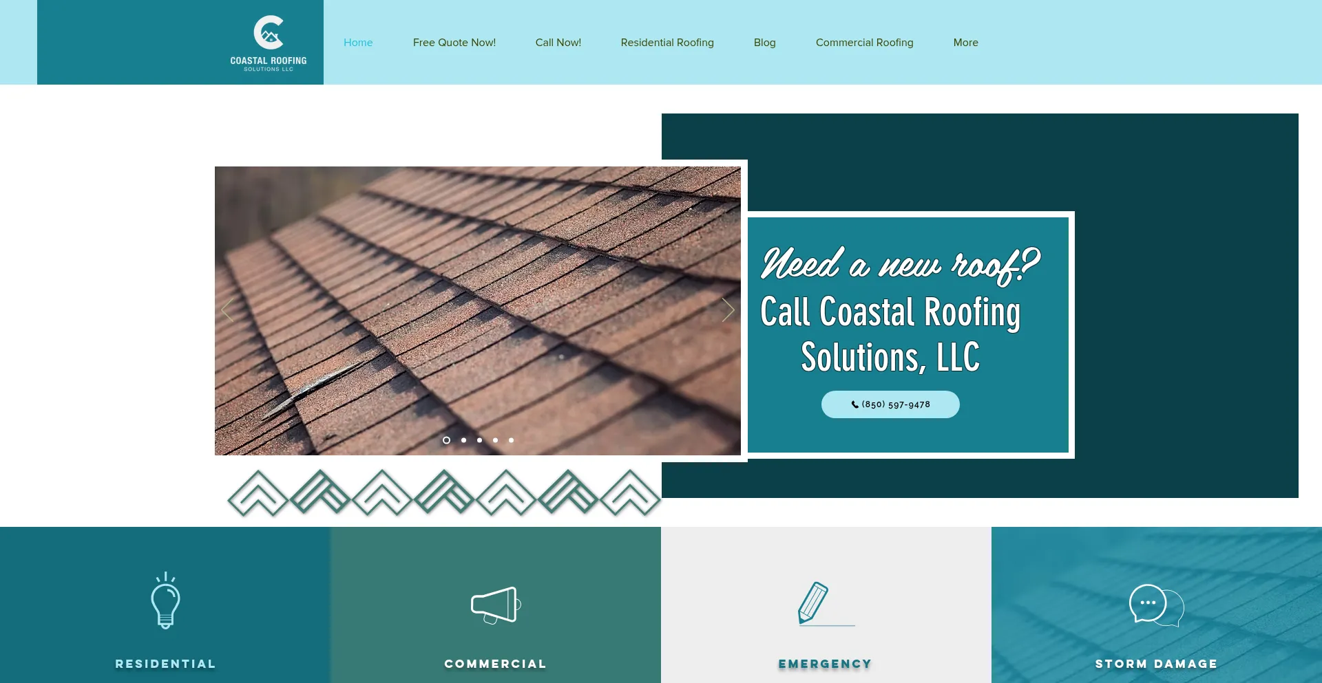 Website screenshot of Coastalroofingsolutions.com