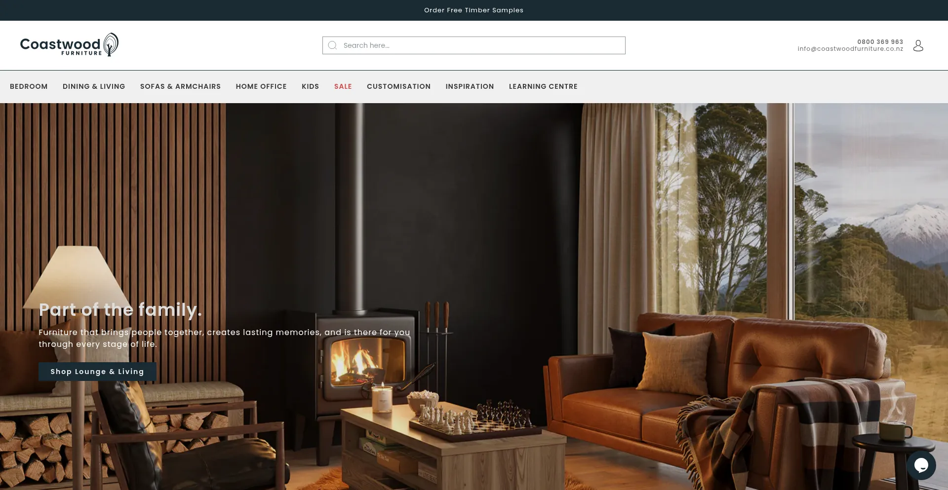 Website screenshot of Coastwoodfurniture.co.nz