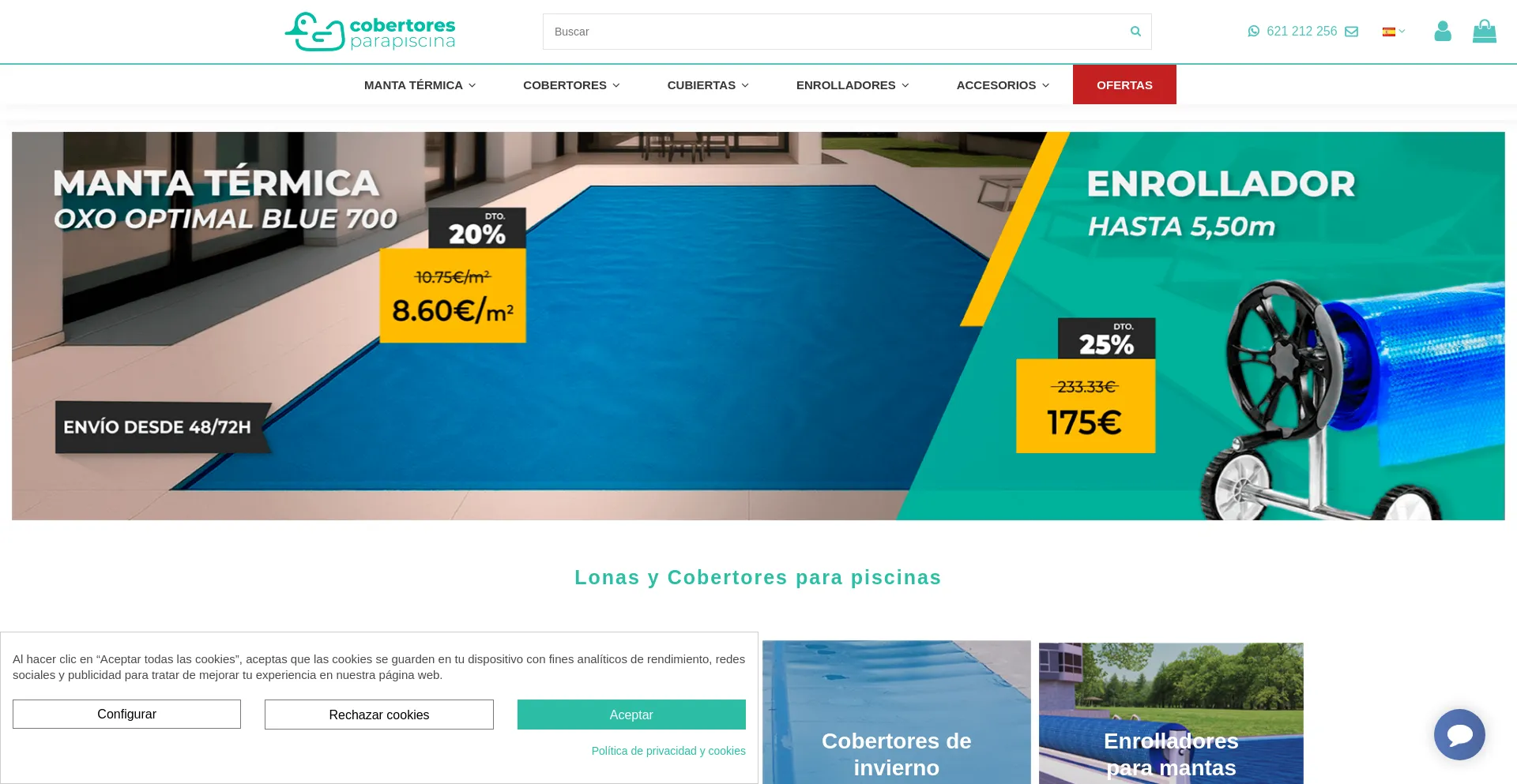 Website screenshot of Cobertoresparapiscina.com