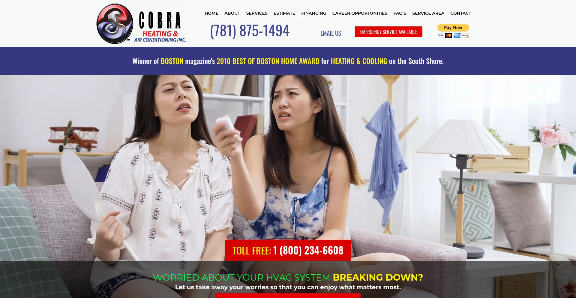 Website screenshot of Cobrahvac.com