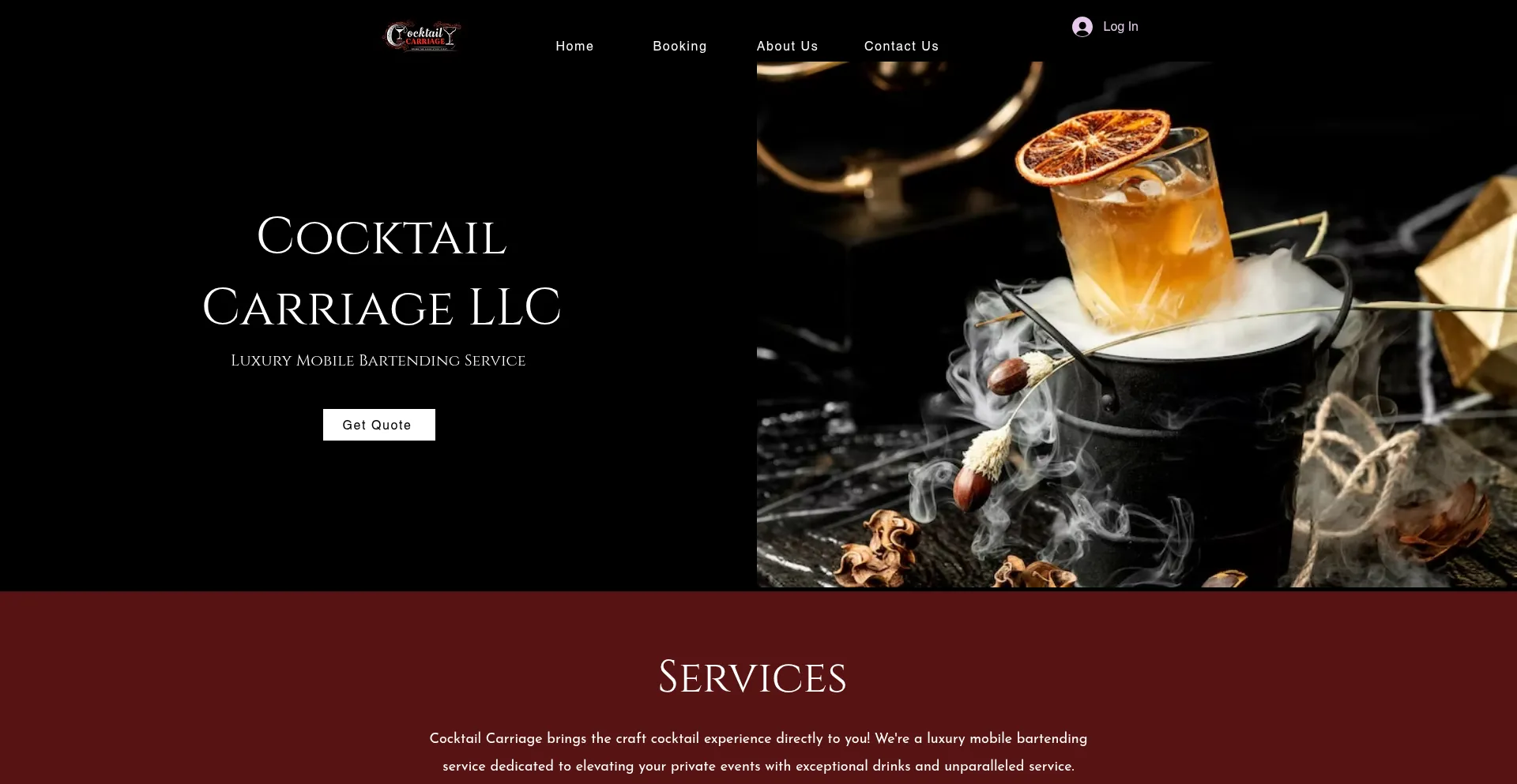 Website screenshot of Cocktailcarriagellc.com