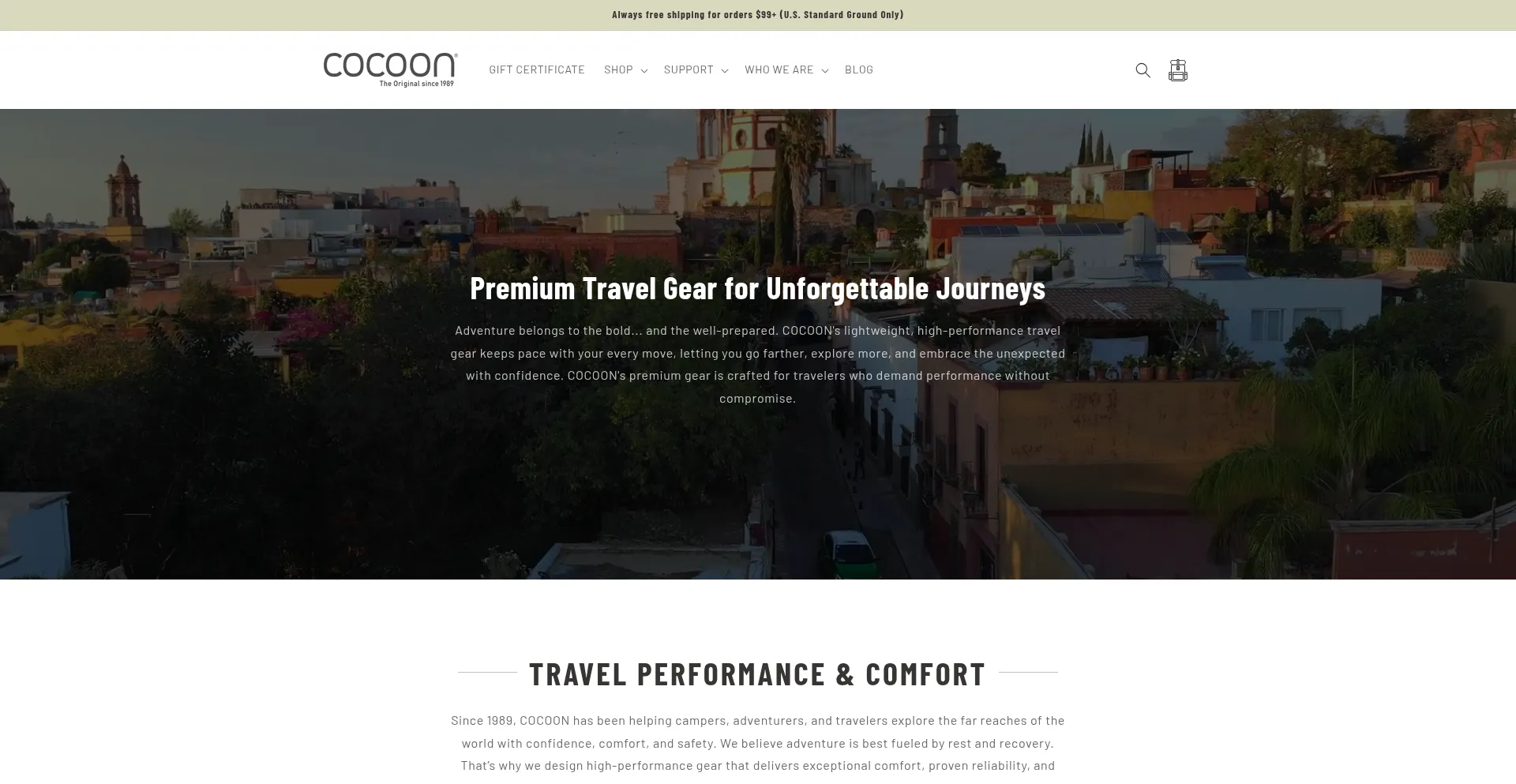 Website screenshot of Cocoonusa.com
