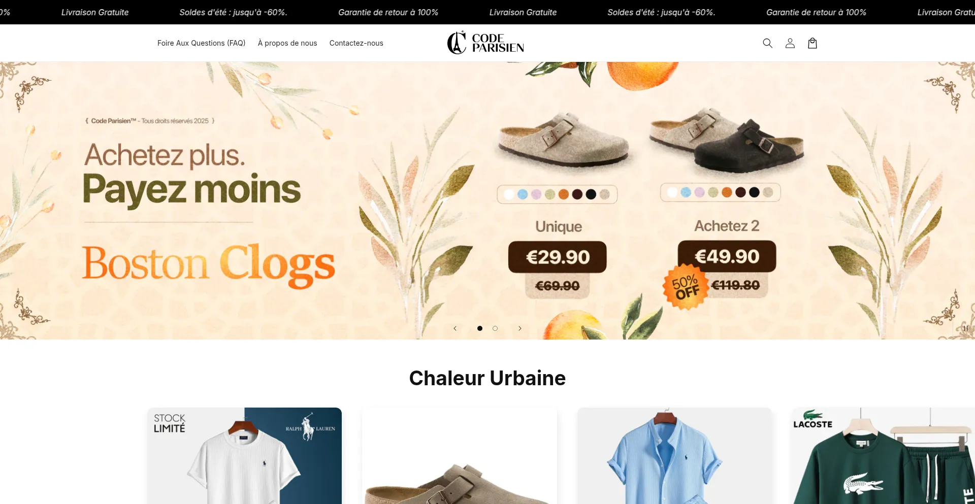 Website screenshot of Codeparisien.com