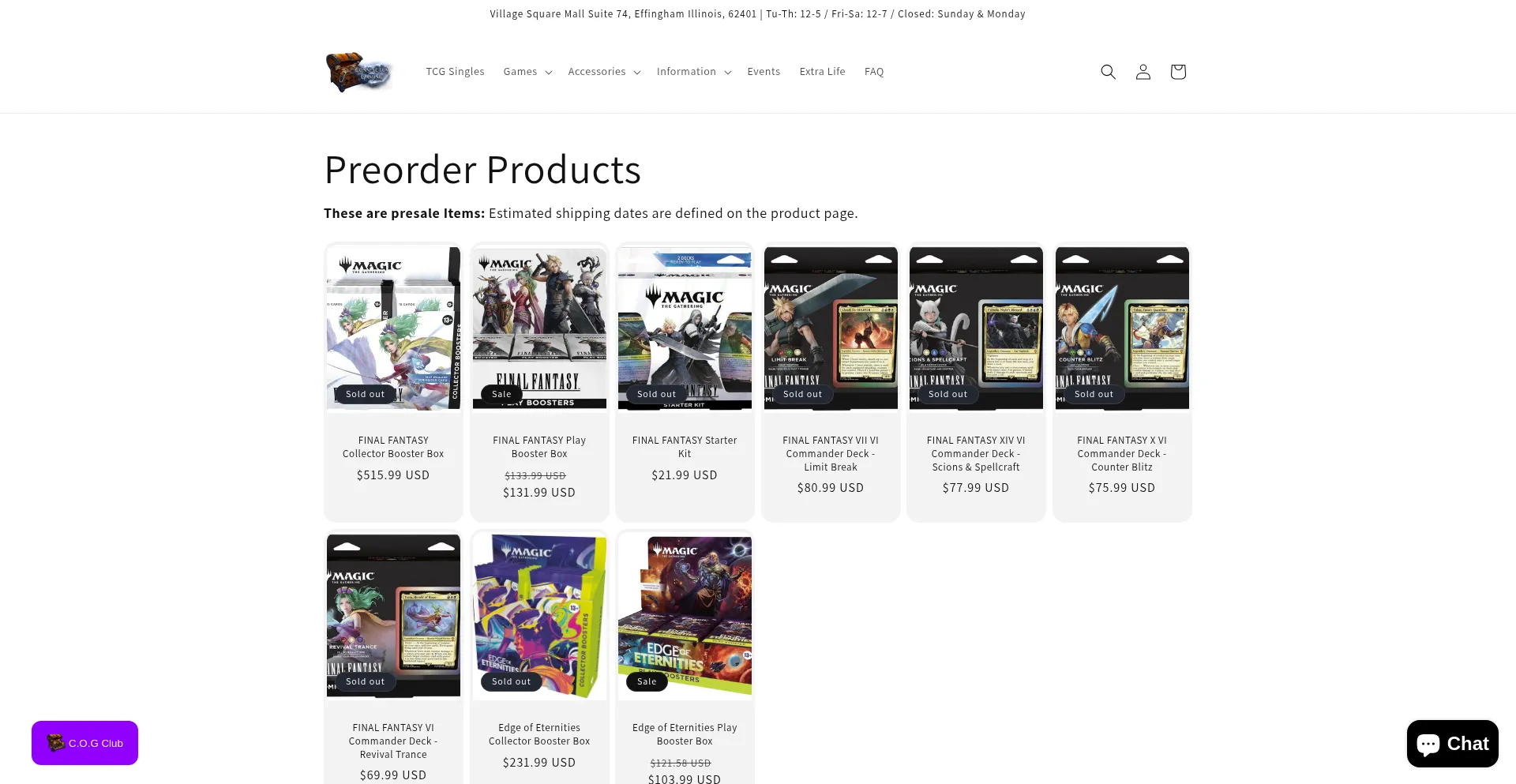 Website screenshot of Cogclub.games