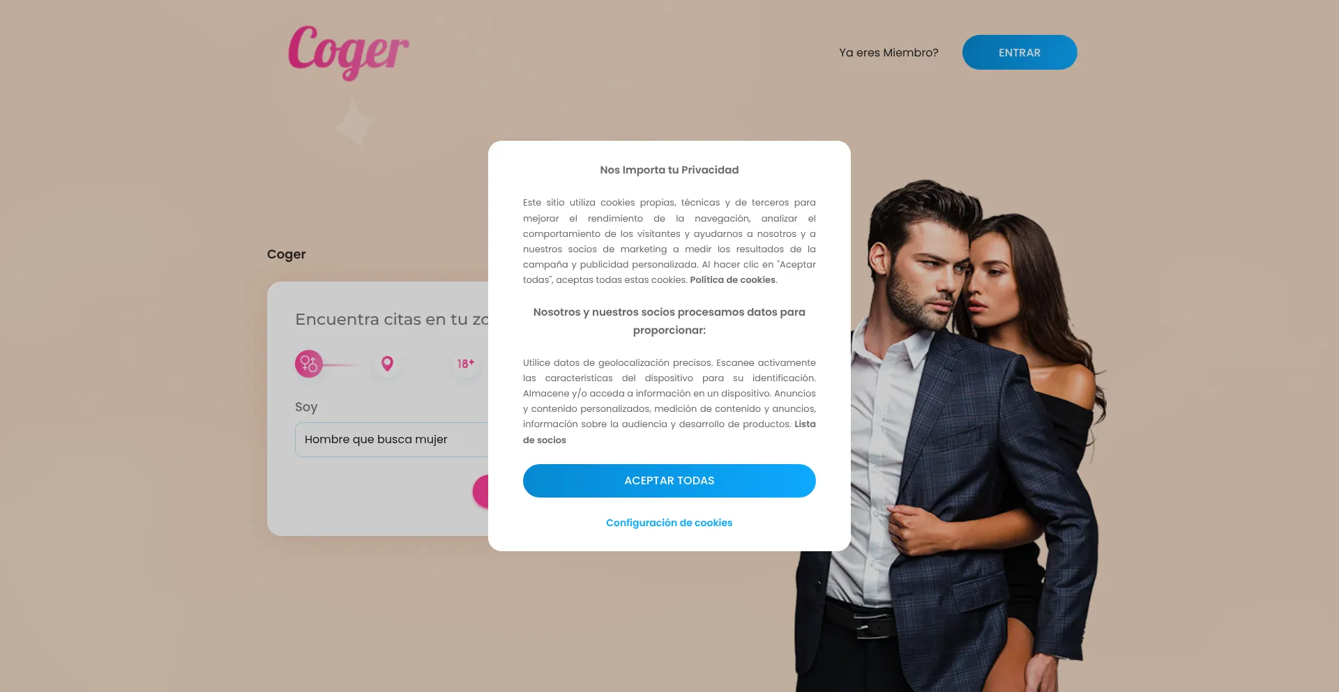 Website screenshot of Coger.mx