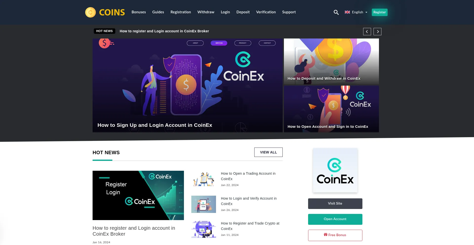 Website screenshot of Coinextrader.com