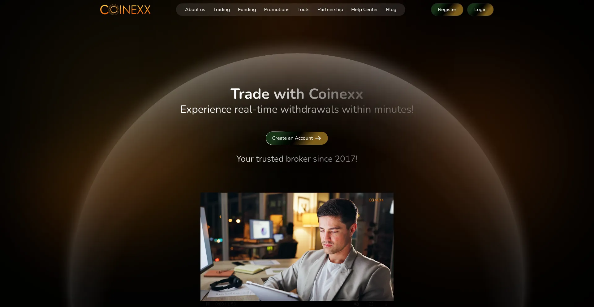 Website screenshot of Coinexx.net