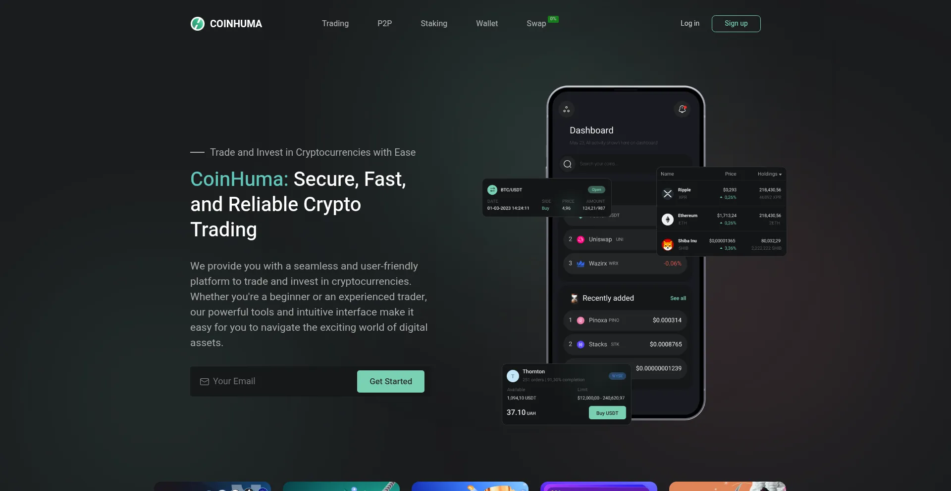 Website screenshot of Coinhuma.com