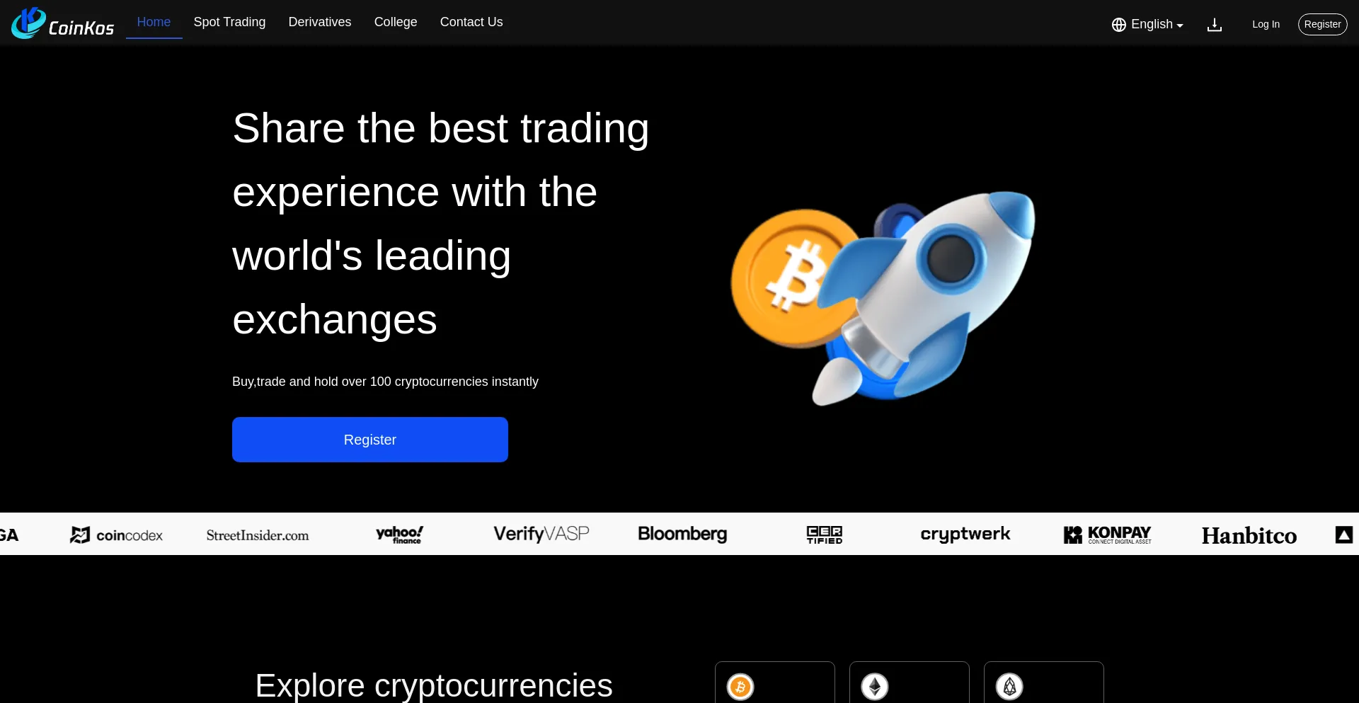 Website screenshot of Coinkos.com