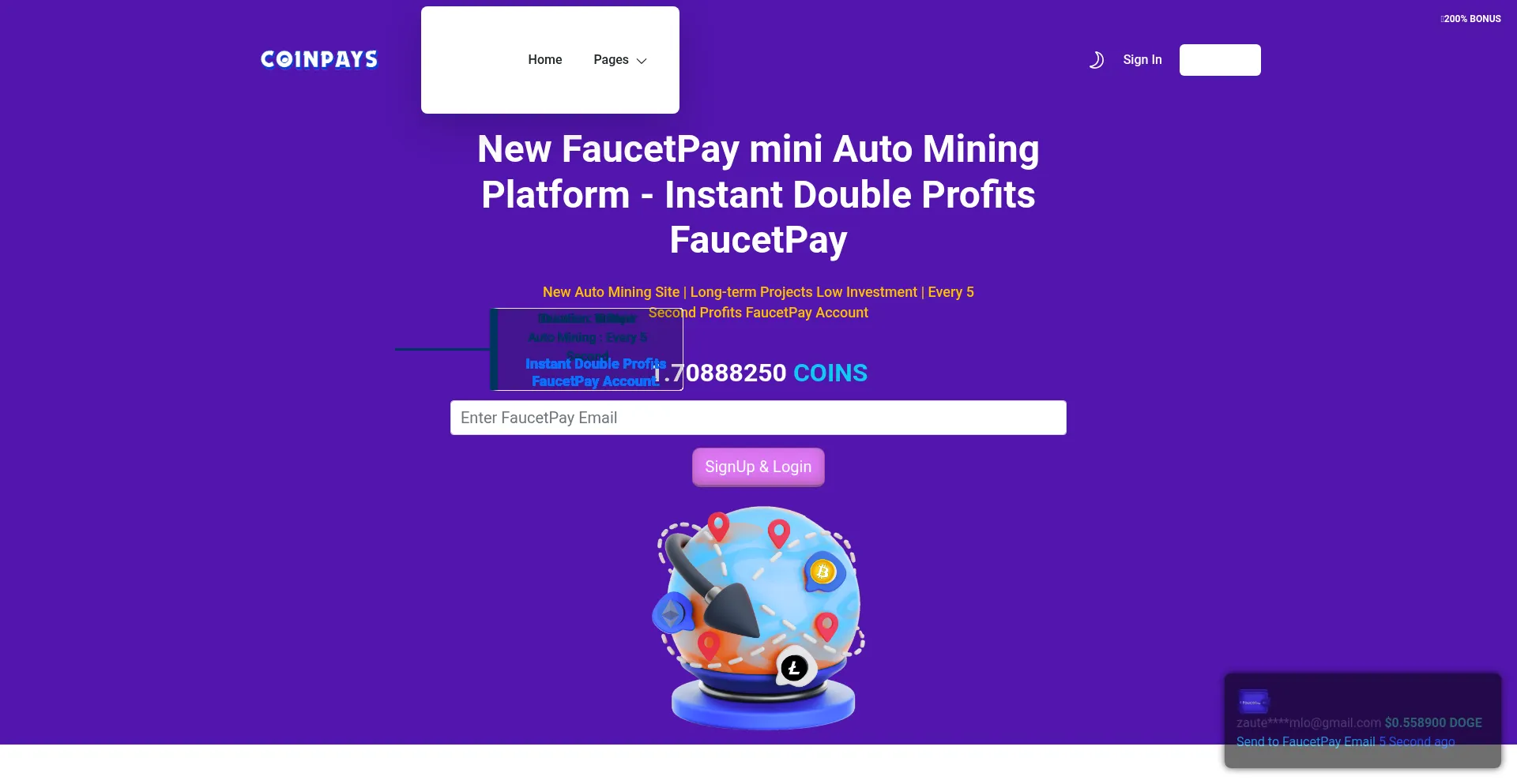 Website screenshot of Coinpays.site