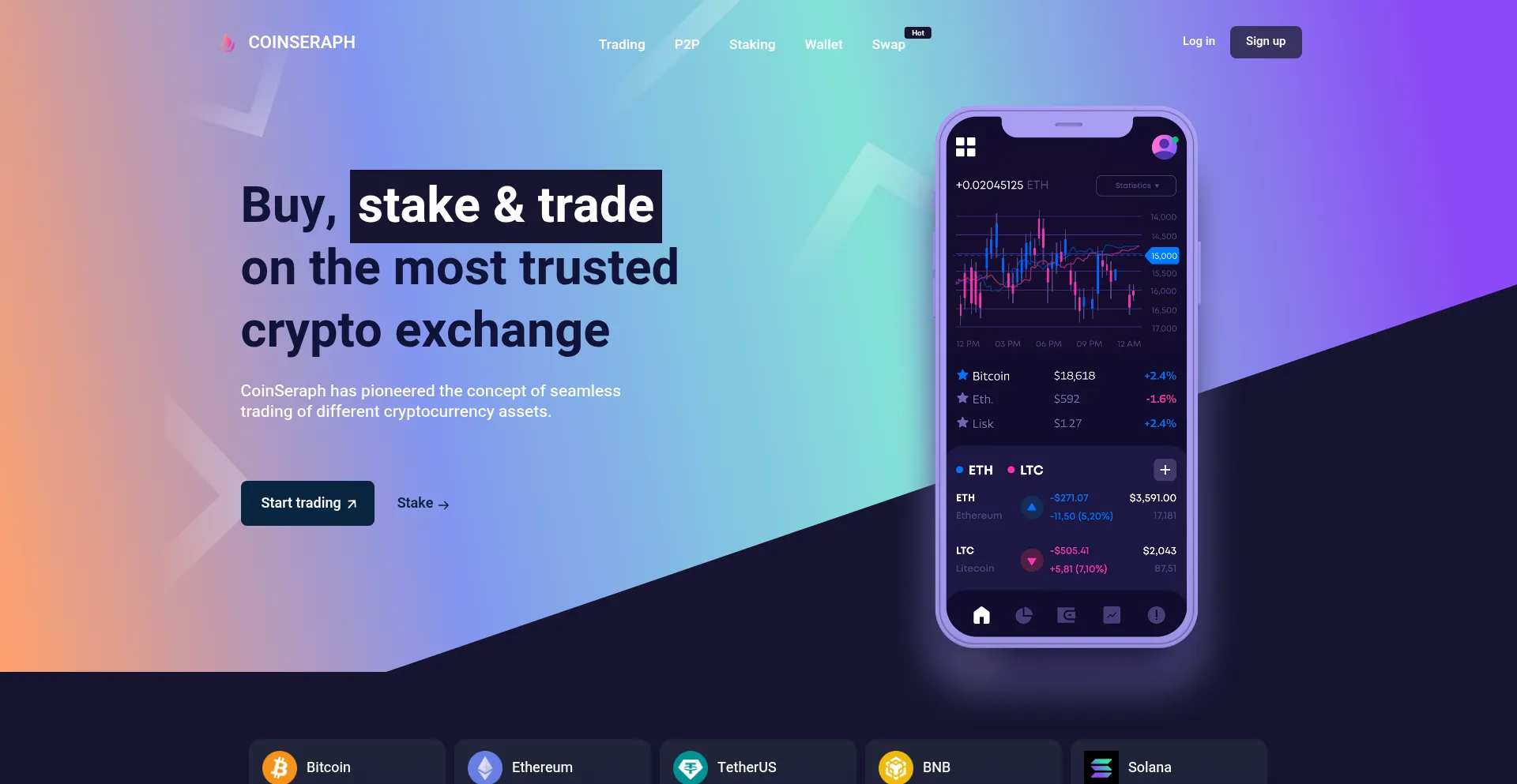 Website screenshot of Coinseraph.com