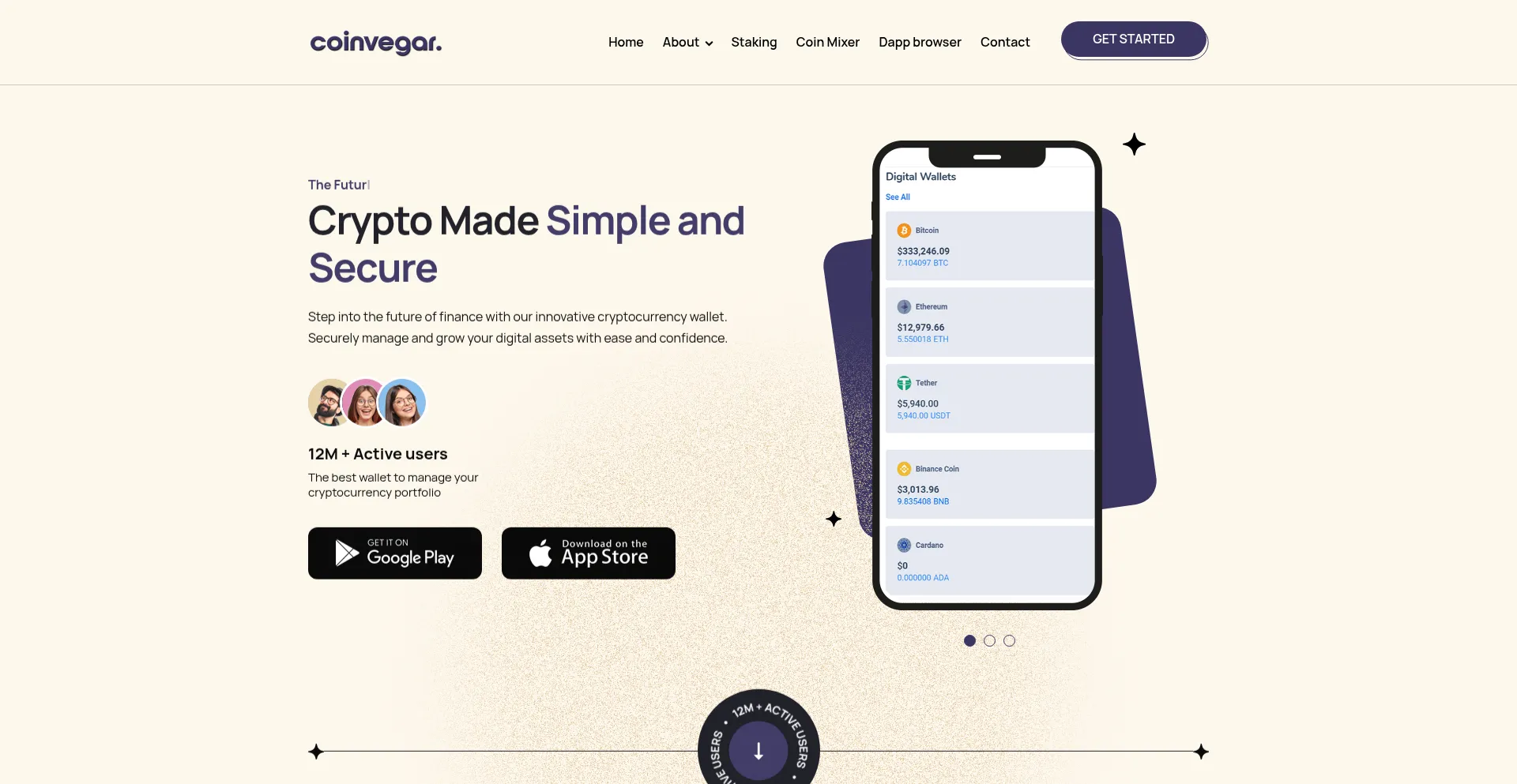 Website screenshot of Coinvegar.com