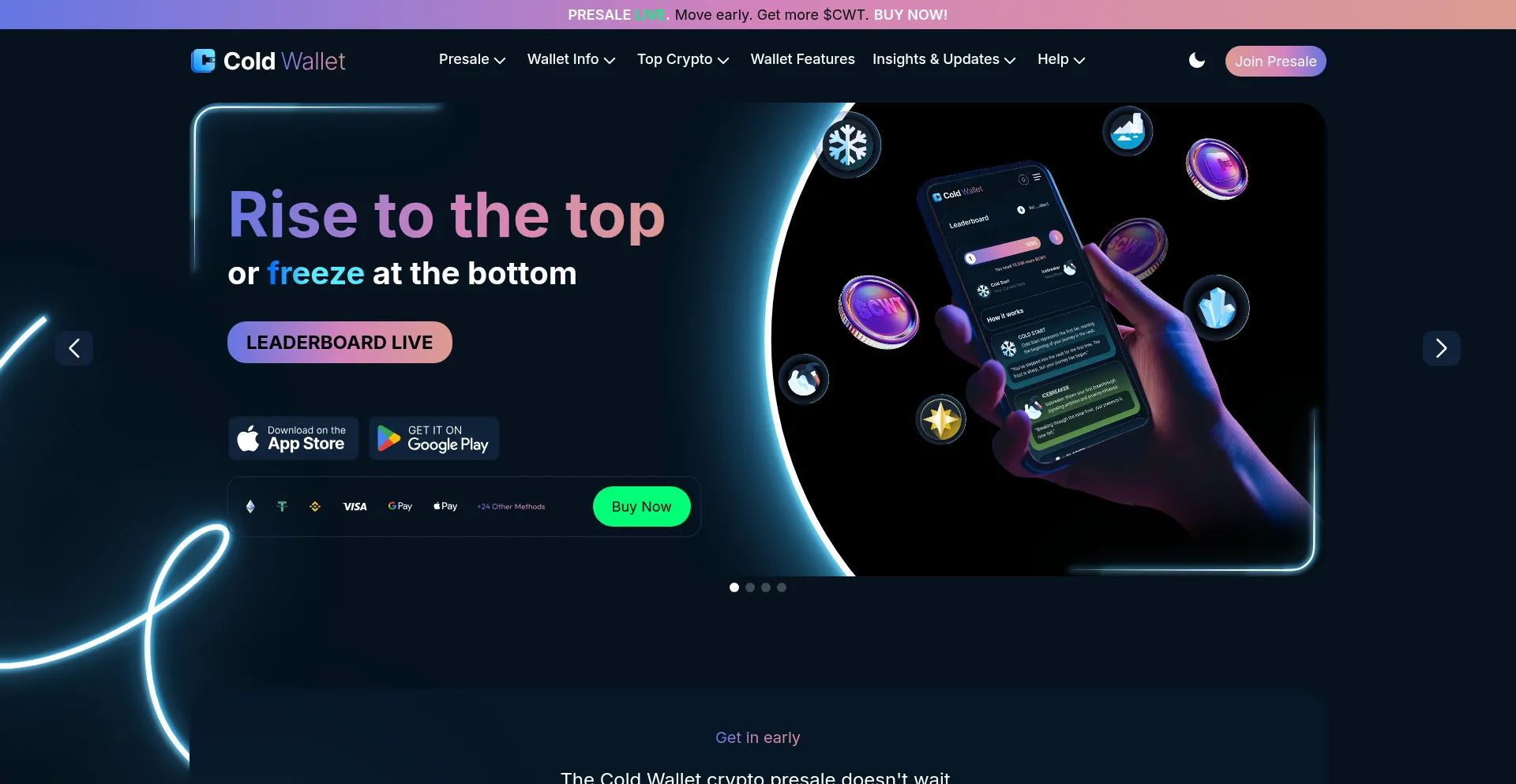 Website screenshot of Coldwallet.com