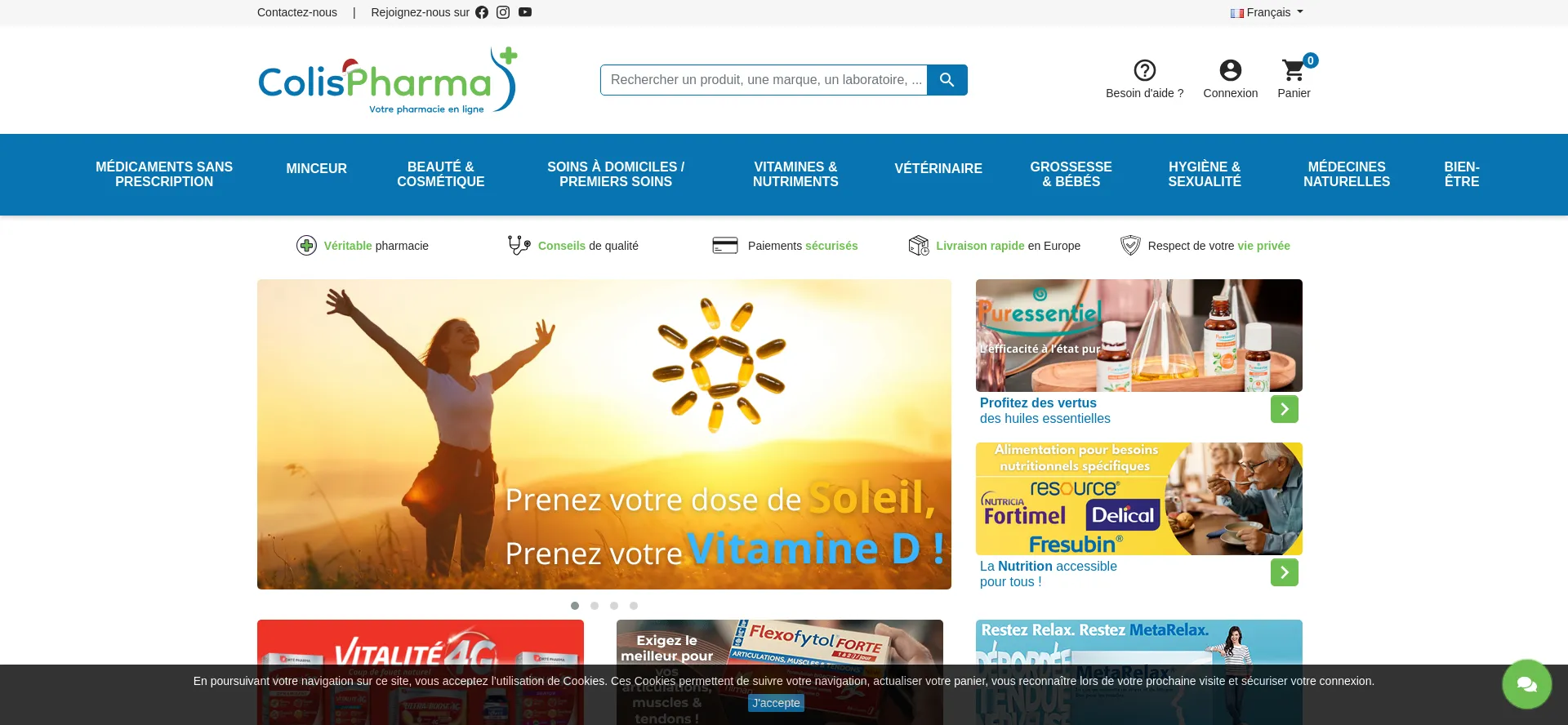 Website screenshot of Colispharma.be