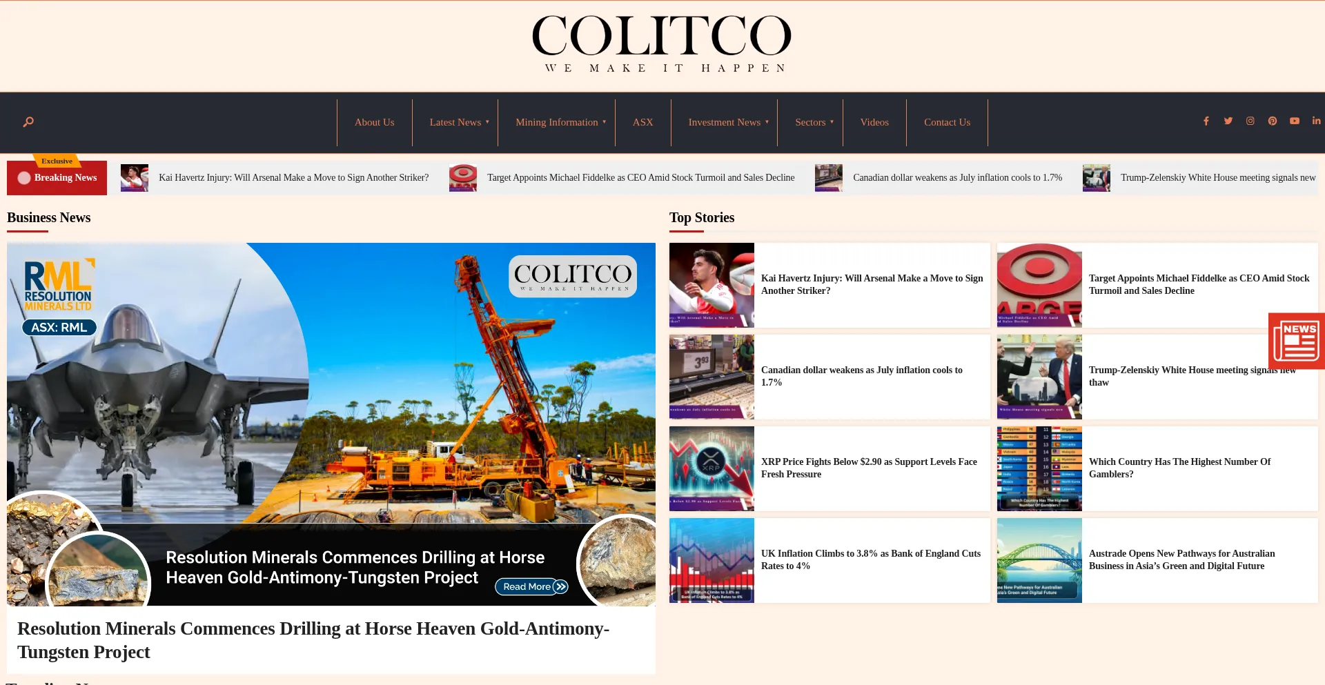 Website screenshot of Colitco.com