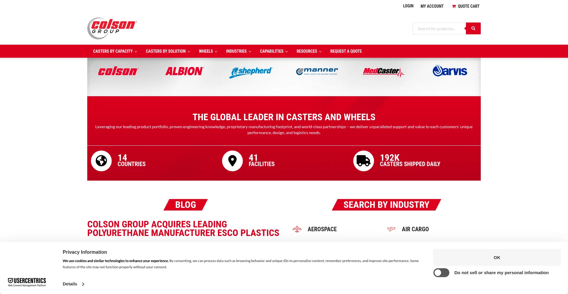 Website screenshot of Colsongroupusa.com