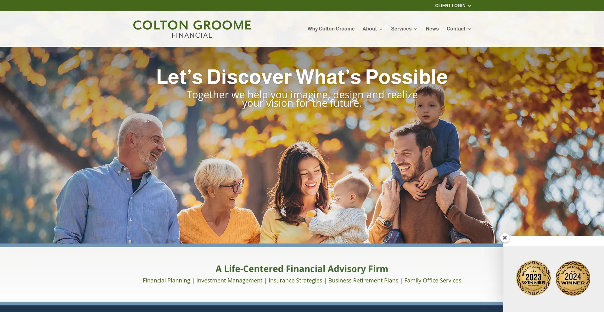 Website screenshot of Coltongroome.com