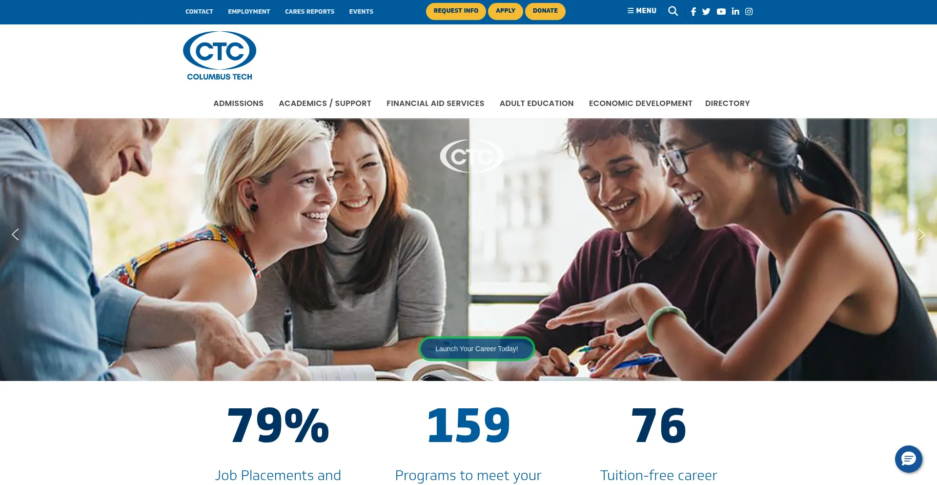 Website screenshot of Columbustech.edu