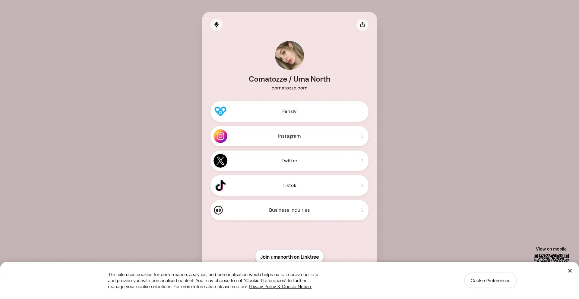 Website screenshot of Comatozze.com