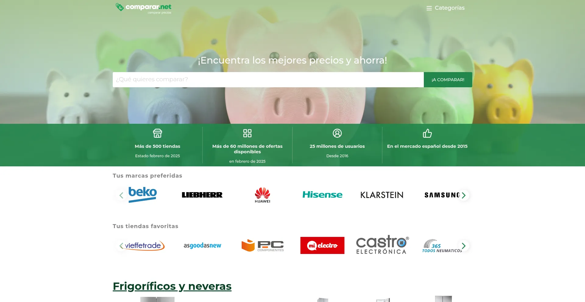 Website screenshot of Comparar.net