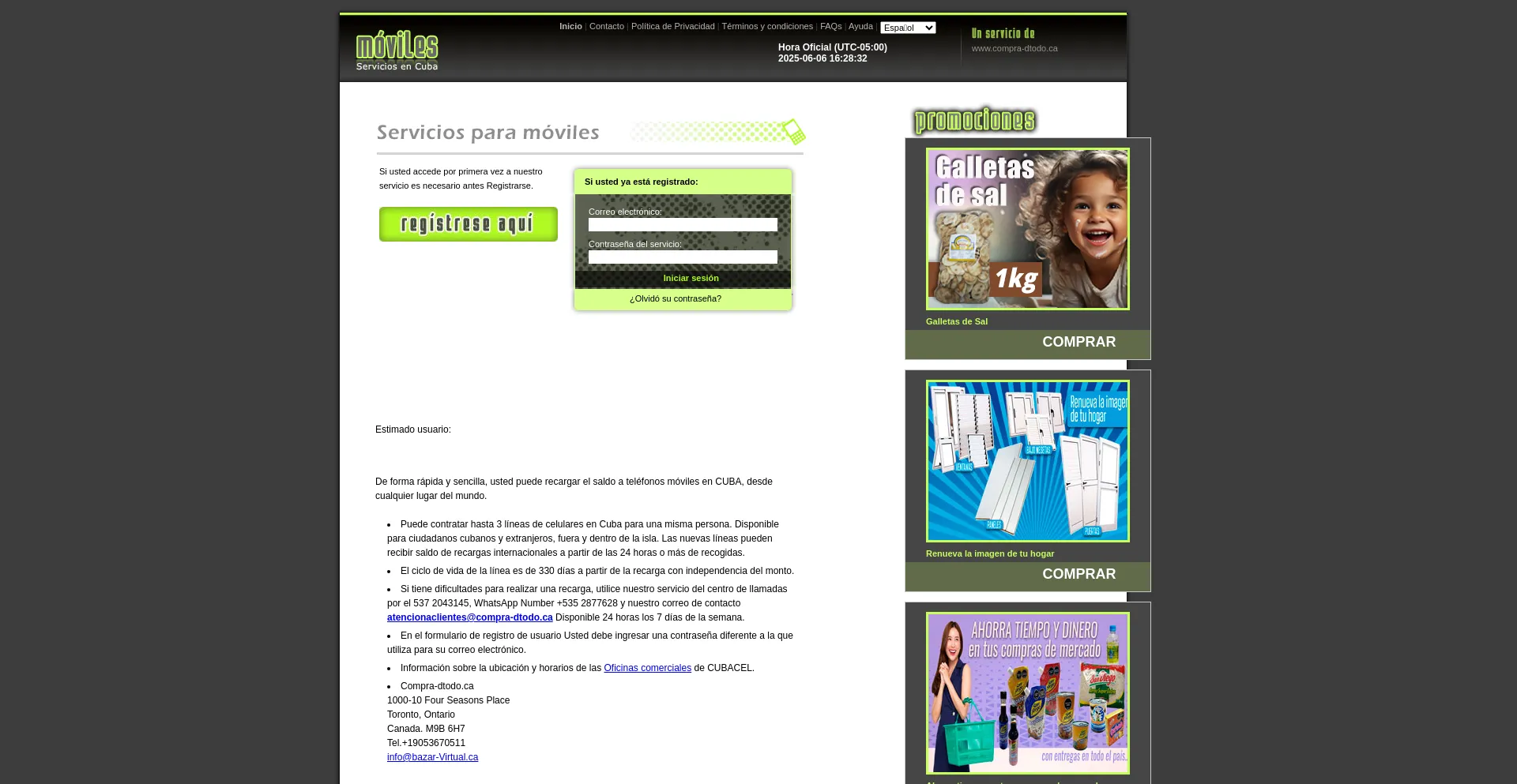 Website screenshot of Compra-dtodo.ca