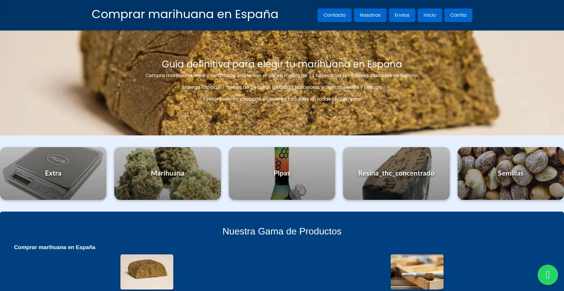 Website screenshot of Comprar-marihuana-espana.com